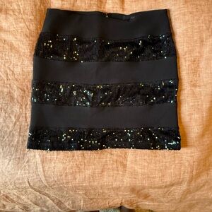 Forever 21 Black Sequin Stripe Mini Skirt